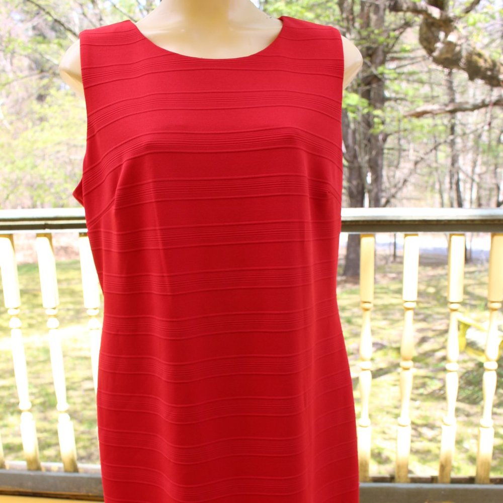 NWOT Chaps Red Sleeveless Dress Back Zipper Great 4th Of July Dress Sz 16